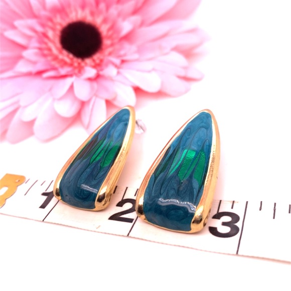 2/$10 Blue and Green Enamel Earrings - Picture 7 of 7